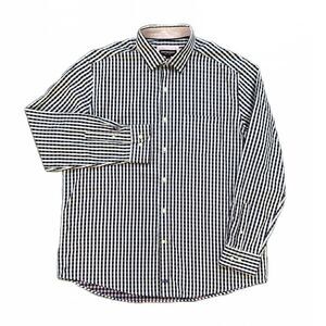 Johnston And Murphy Long Sleeve Button Up Dress Shirt Purple Check Men's Size XL